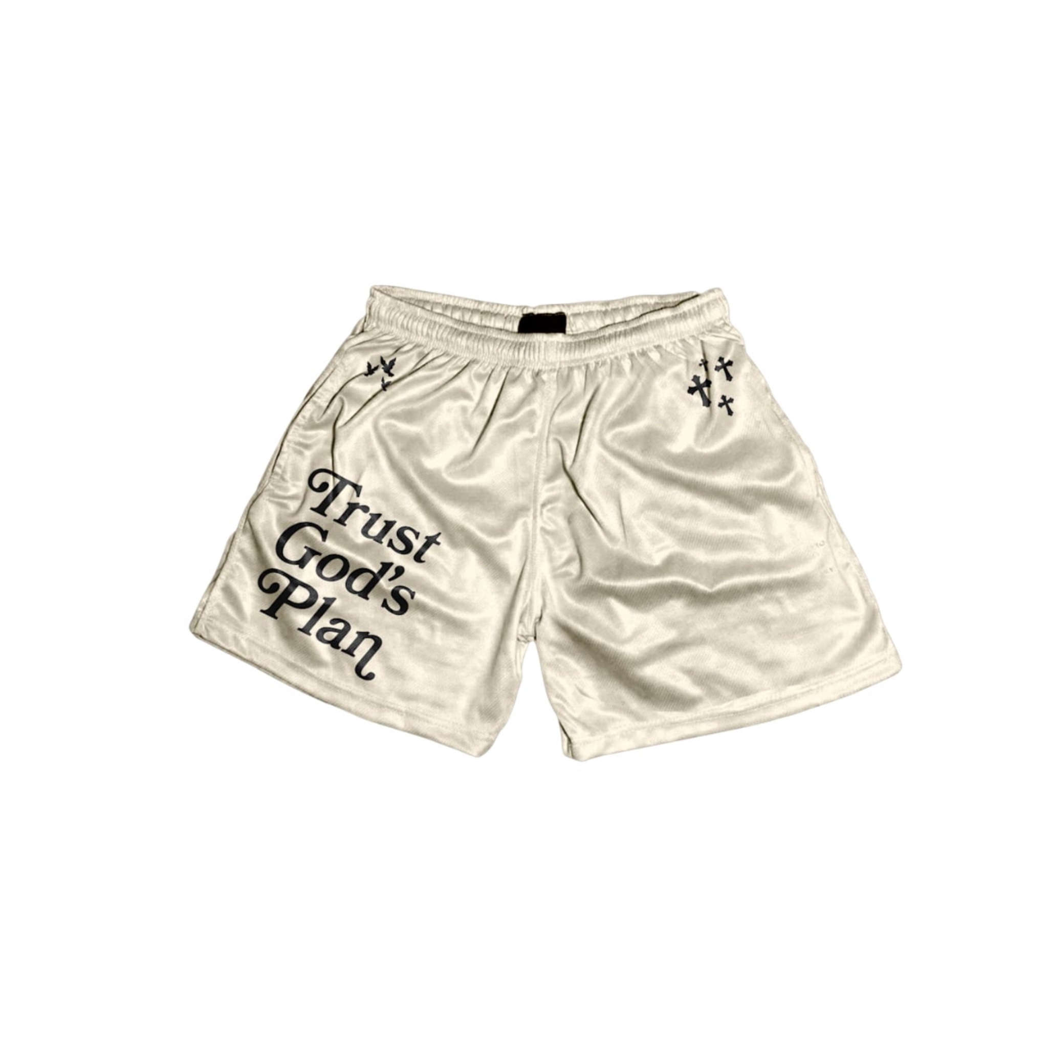 Trust God's Plan Cream Shorts